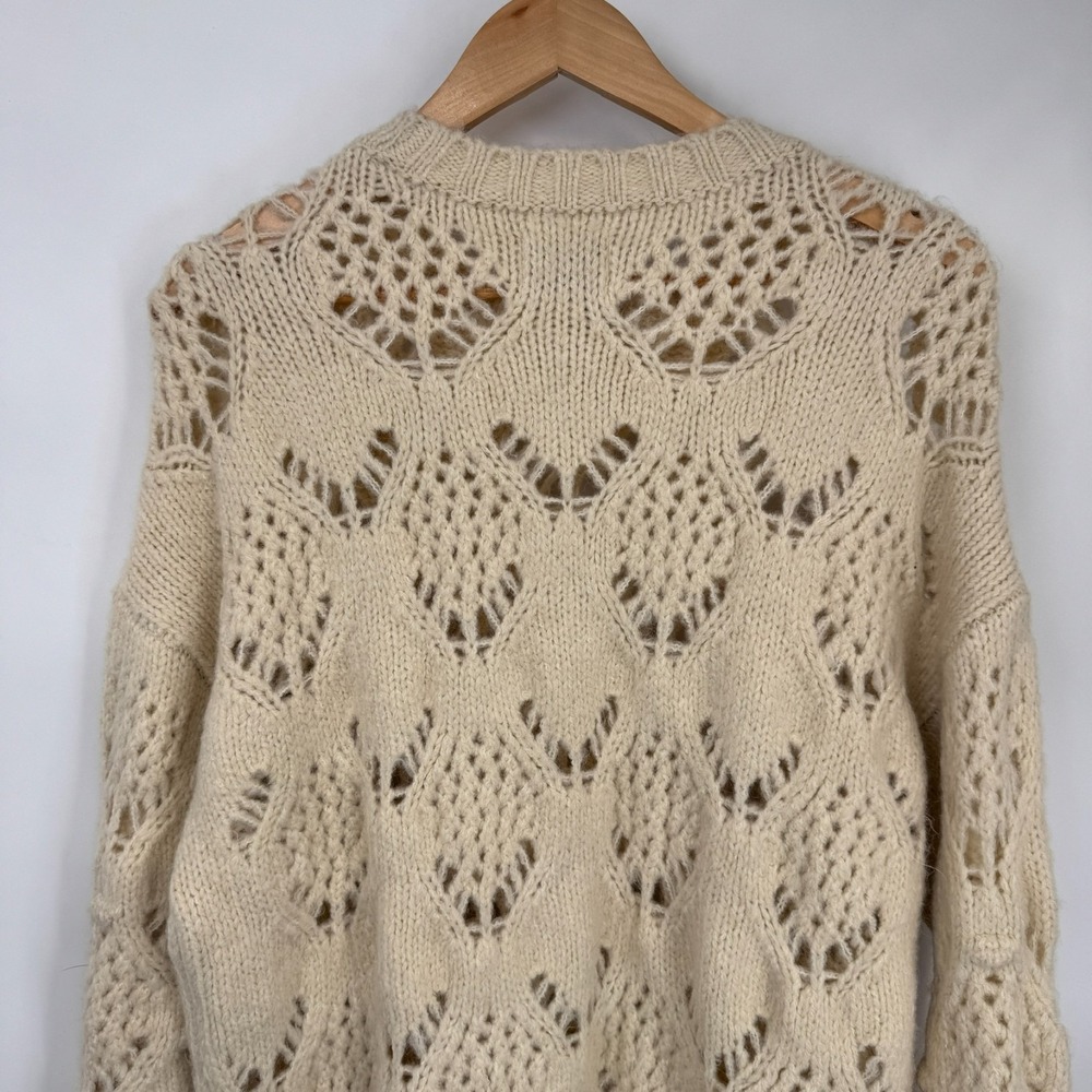 American Eagle Sweater Womens Small Ivory Oversized Wool Blend Cottagecore Boho - Picture 7 of 15